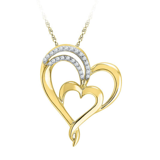 10k Yellow Gold Round Diamond Heart Pendant 1/8 Cttw