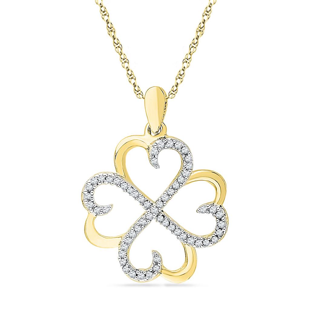 10k Yellow Gold Round Diamond Heart Pendant 1/5 Cttw