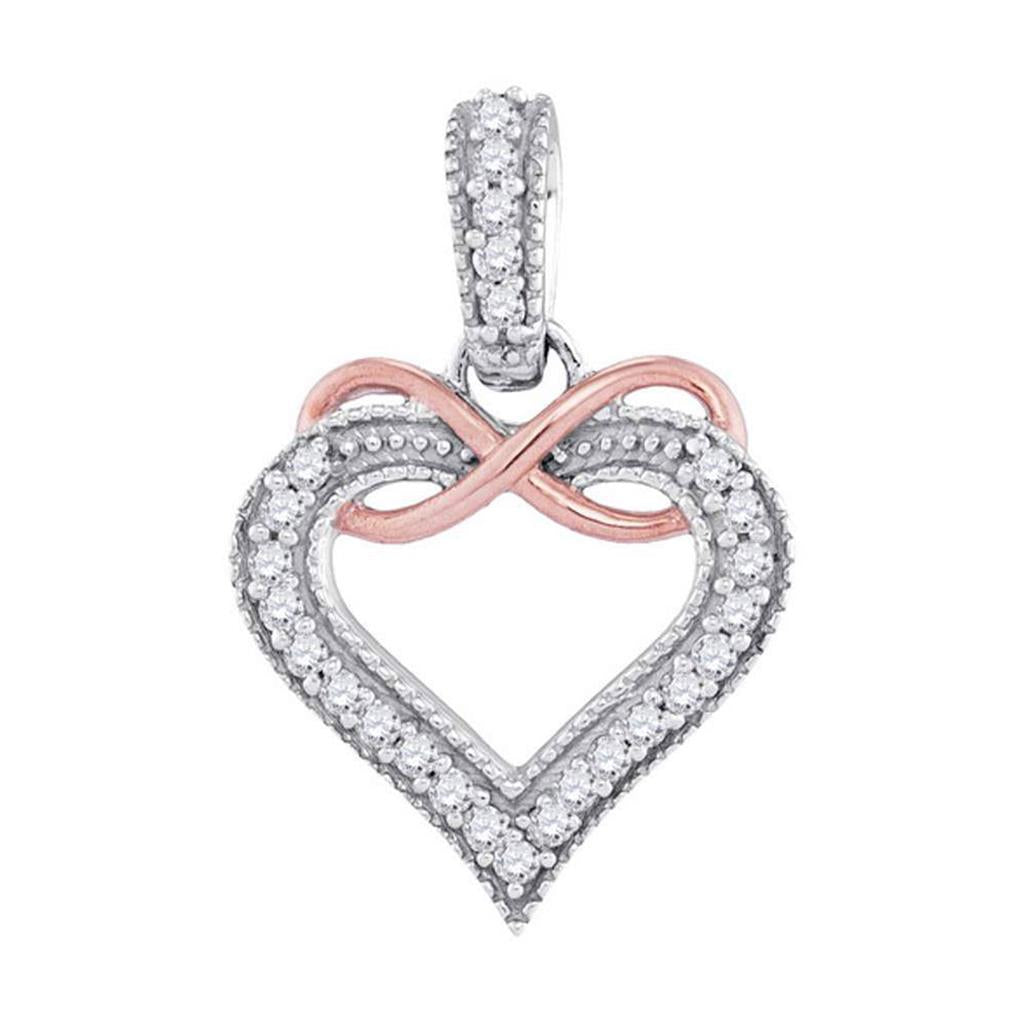 10k Two-tone Gold Round Diamond Heart Infinity Pendant 1/10 Cttw