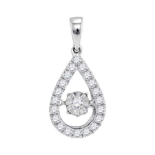 14k White Gold Round Diamond Solitaire Twinkle Moving Pendant 1/3 Cttw