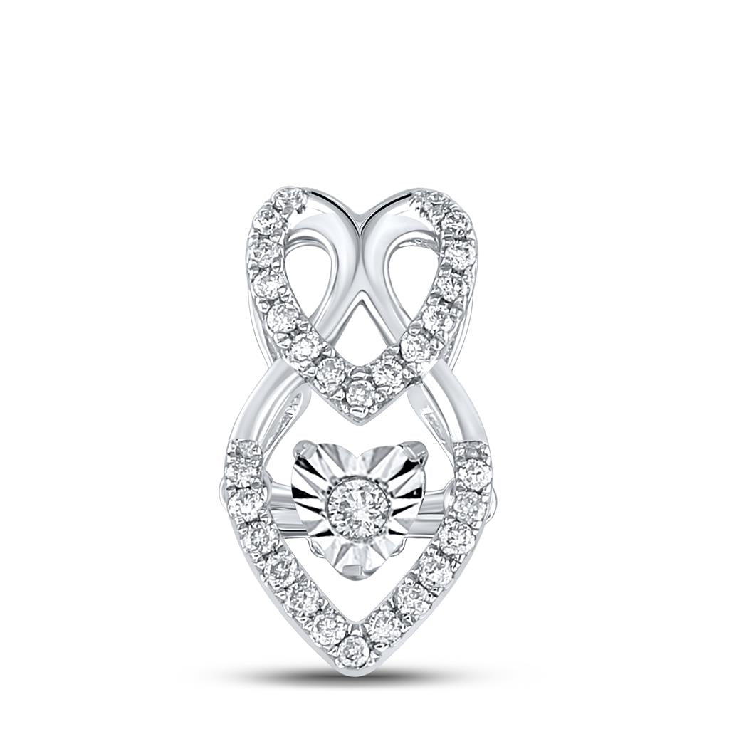 10kt Two-tone Gold Round Diamond Moving Twinkle Fashion Pendant 1/5 Cttw