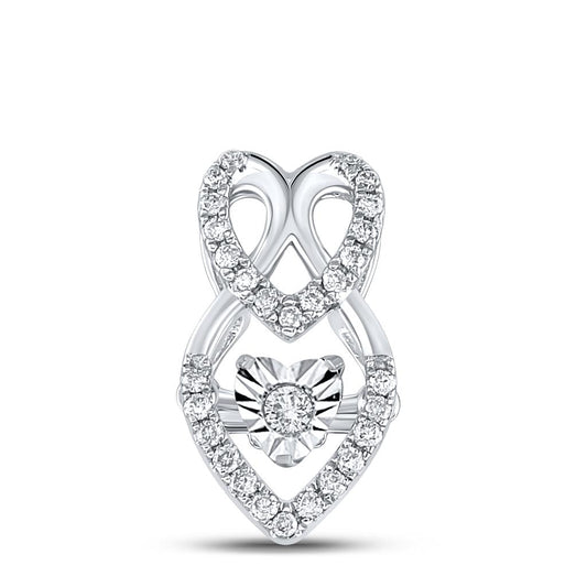 10kt Two-tone Gold Round Diamond Moving Twinkle Fashion Pendant 1/5 Cttw