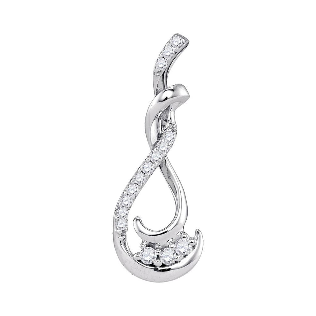 14k White Gold Round Diamond Cradled 3-Stone Infinity Pendant 1/5 Cttw