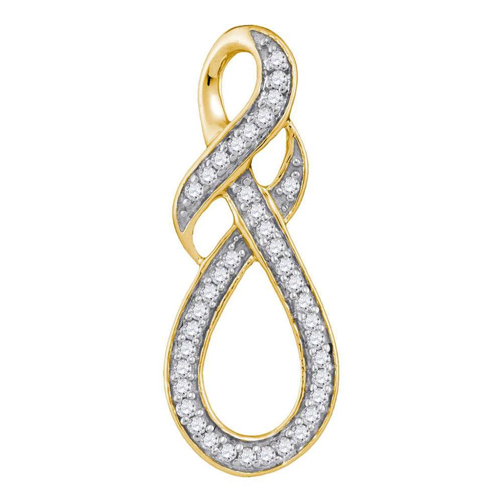 10k Yellow Gold Round Diamond Wraparound Infinity Pendant 1/5 Cttw