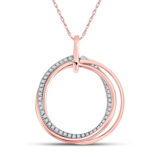 10k Rose Gold Round Diamond Circle Pendant 1/6 Cttw