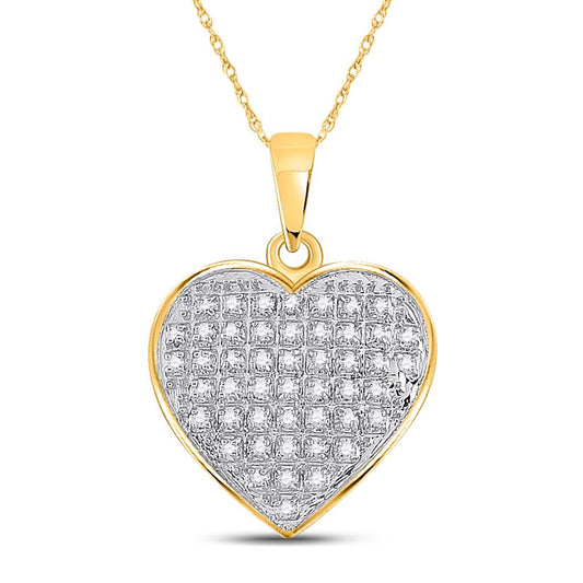 10k Yellow Gold Round Diamond Heart Pendant 1/6 Cttw