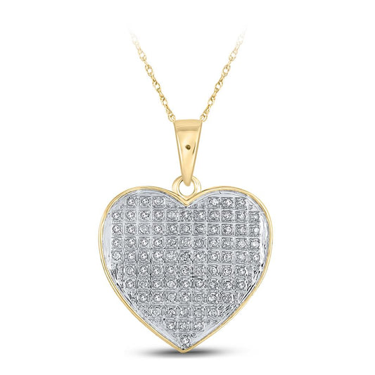 10k Yellow Gold Round Diamond Heart Pendant 1/4 Cttw