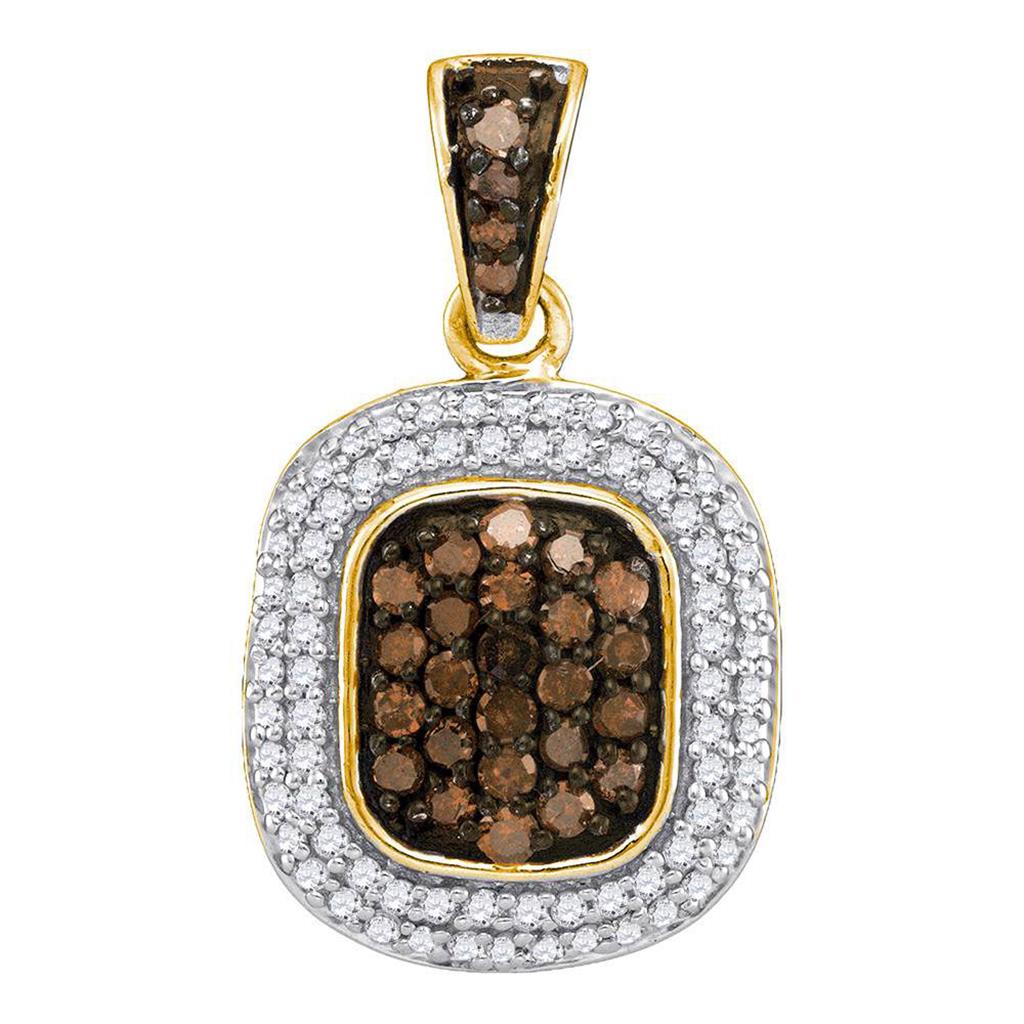 10k Yellow Gold Round Brown Diamond Fashion Pendant 1/2 Cttw