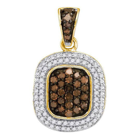10k Yellow Gold Round Brown Diamond Fashion Pendant 1/2 Cttw