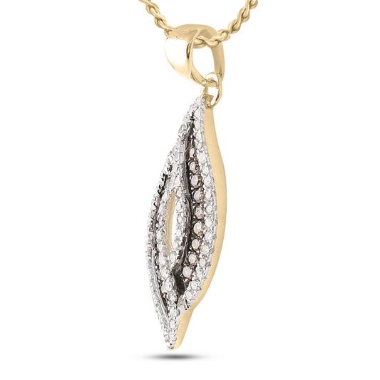 10k Yellow Gold Round Brown Diamond Fashion Pendant 1/3 Cttw
