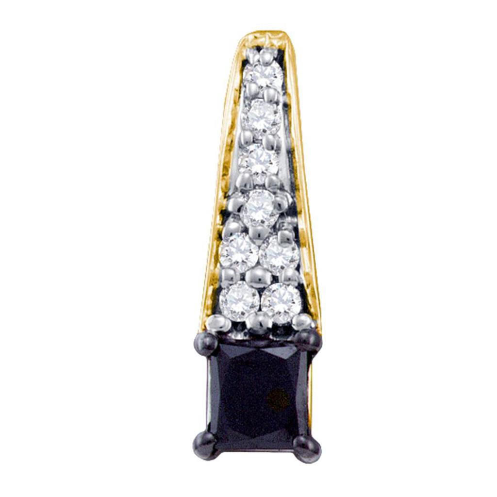 10k Yellow Gold Princess Black Diamond Fashion Pendant 1/2 Cttw