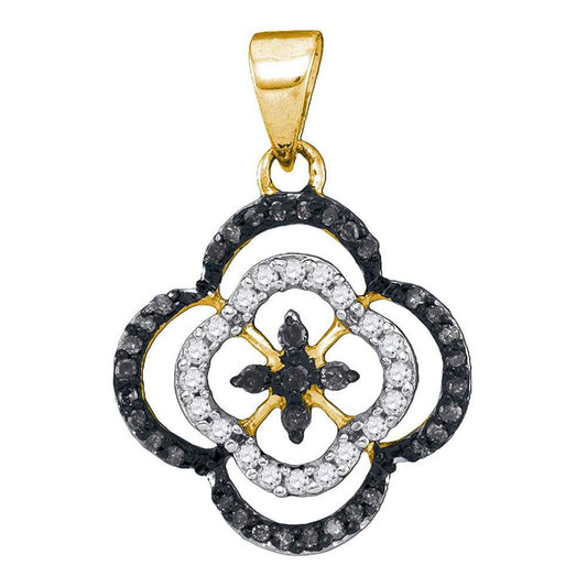10k Yellow Gold Round Black Diamond Fashion Pendant 1/4 Cttw