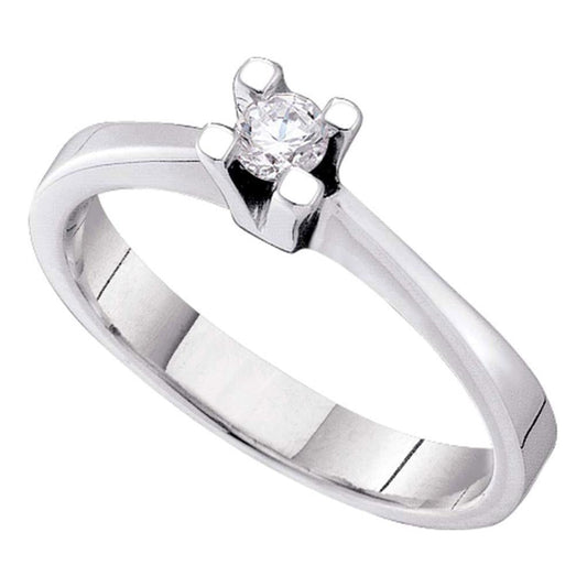 14k White Gold Round Diamond Solitaire Bridal Engagement Ring 1/10 Cttw