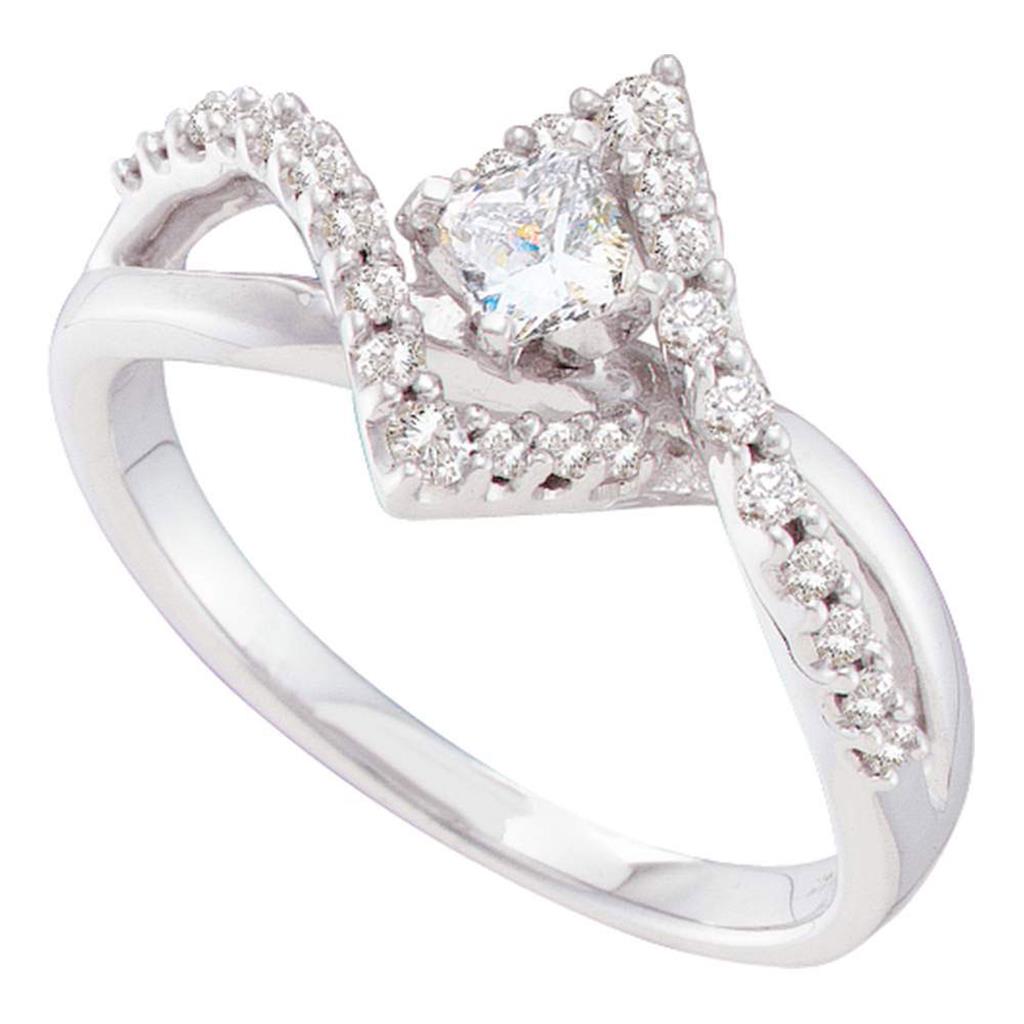14k White Gold Princess Diamond Solitaire Twist Bridal Engagement Ring 1/2 Cttw (Certified)