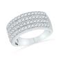 10k White Gold Round Diamond 4-Row Symmetrical Band Ring 1 Cttw