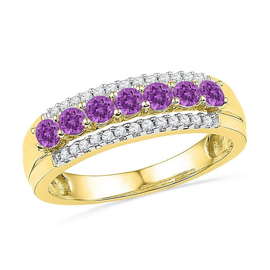 1/8CTW-Diamond 1/2CT-AM GEMSTONE LAB CREATED RING