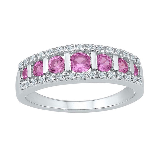 1/10CTW-Diamond 7/8CT-LPS GEMSTONE LAB CREATED RING