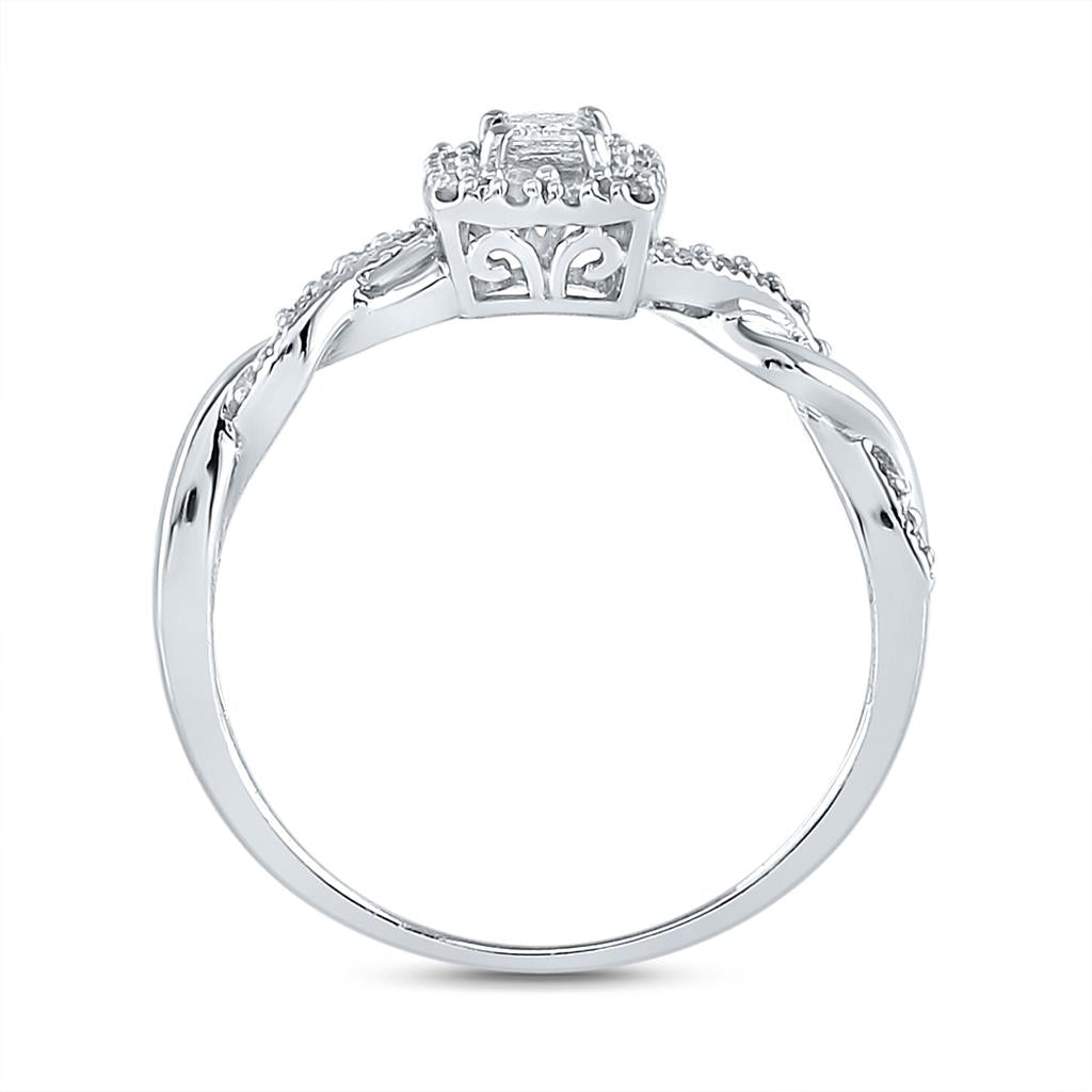 14k White Gold Princess Diamond Bridal Wedding Ring Set 1/3 Cttw