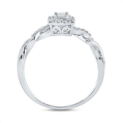 14k White Gold Princess Diamond Bridal Wedding Ring Set 1/3 Cttw