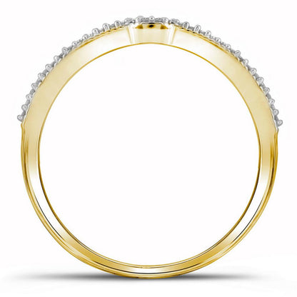 10k Yellow Gold Round Diamond Cluster Bridal Wedding Ring Set 1/4 Cttw