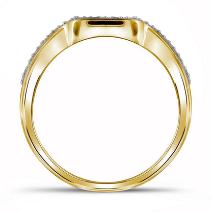 10k Yellow Gold Round Diamond Bridal Wedding Ring Set 3/8 Cttw
