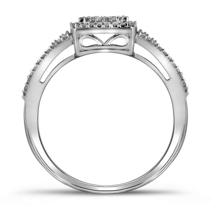 14k White Gold Diamond Cluster Bridal Wedding Ring Set 3/8 Cttw