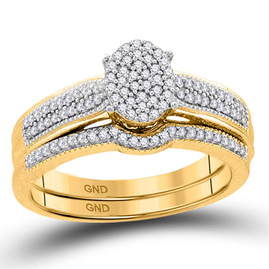 10k Yellow Gold Round Diamond Bridal Wedding Ring Set 1/3 Cttw