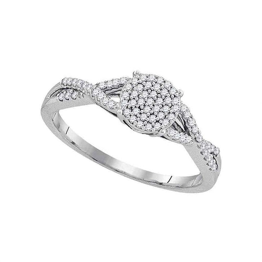 14k White Gold Round Diamond Cluster Bridal Engagement Ring 1/5 Cttw