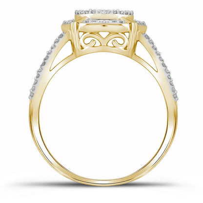 10k Yellow Gold Round Diamond Cluster Bridal Wedding Ring Set 1/2 Cttw