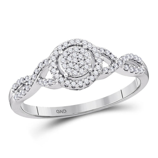 14k White Gold Round Diamond Cluster Bridal Engagement Ring 1/5 Cttw