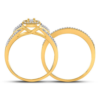10k Yellow Gold Round Diamond Bridal Wedding Ring Set 1/3 Cttw