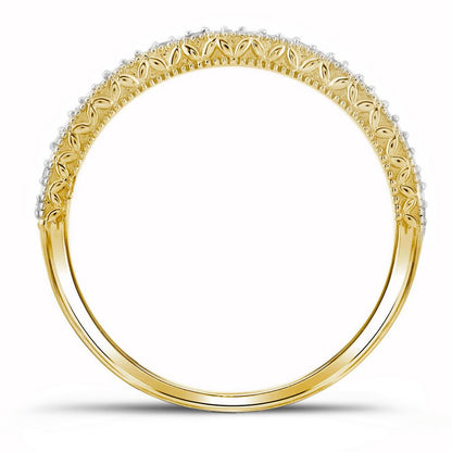 10k Yellow Gold Round Diamond Cluster Bridal Wedding Ring Set 1/3 Cttw