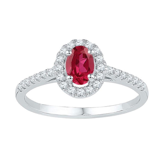 1/5CTW-Diamond 1/2CT-LRU GEMSTONE LAB CREATED RING