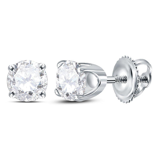 14k White Gold Round Diamond Supreme Solitaire Earrings 5/8 Cttw (Certified)