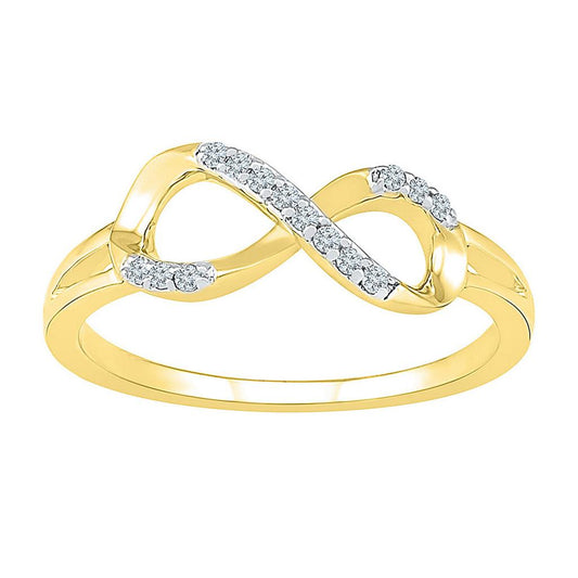 10k Yellow Gold Round Diamond Infinity Fashion Ring 1/12 Cttw