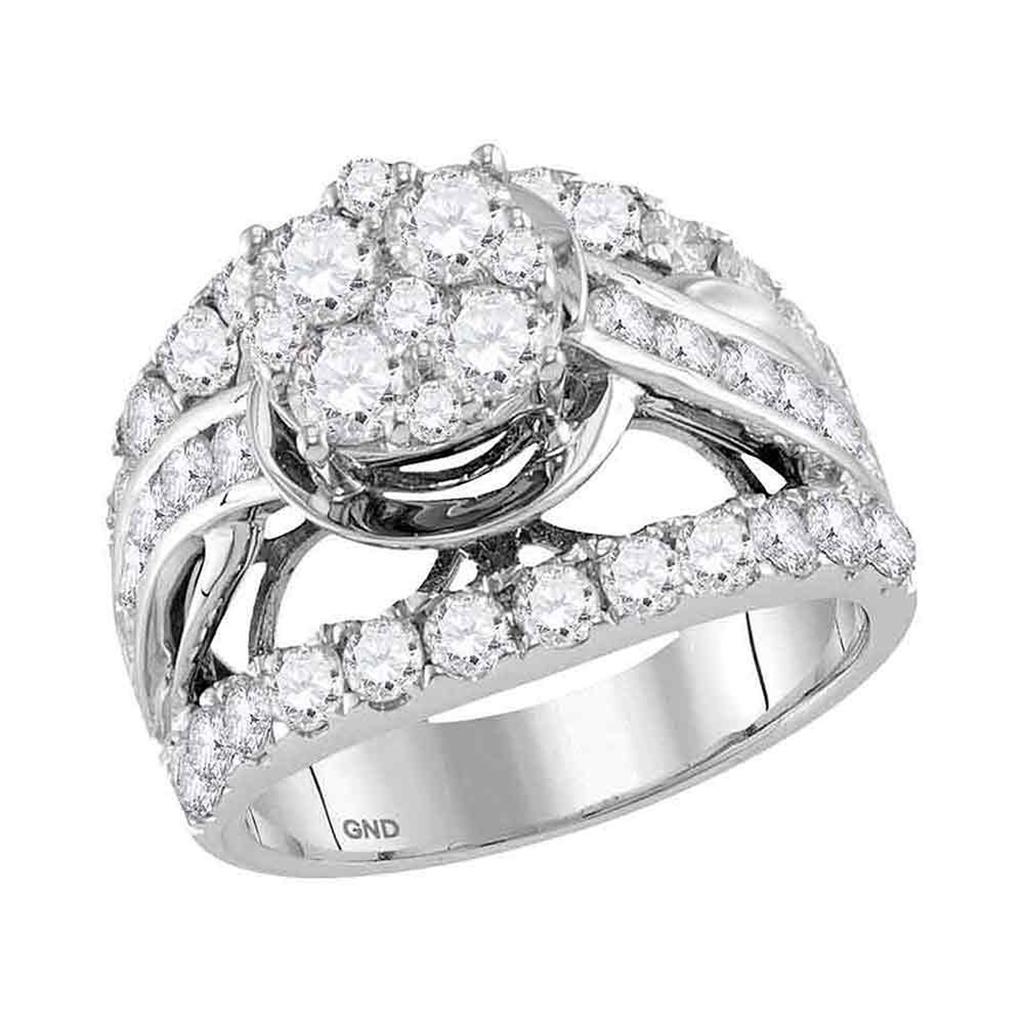 14k White Gold Diamond Bridal Engagement Ring 3 Cttw