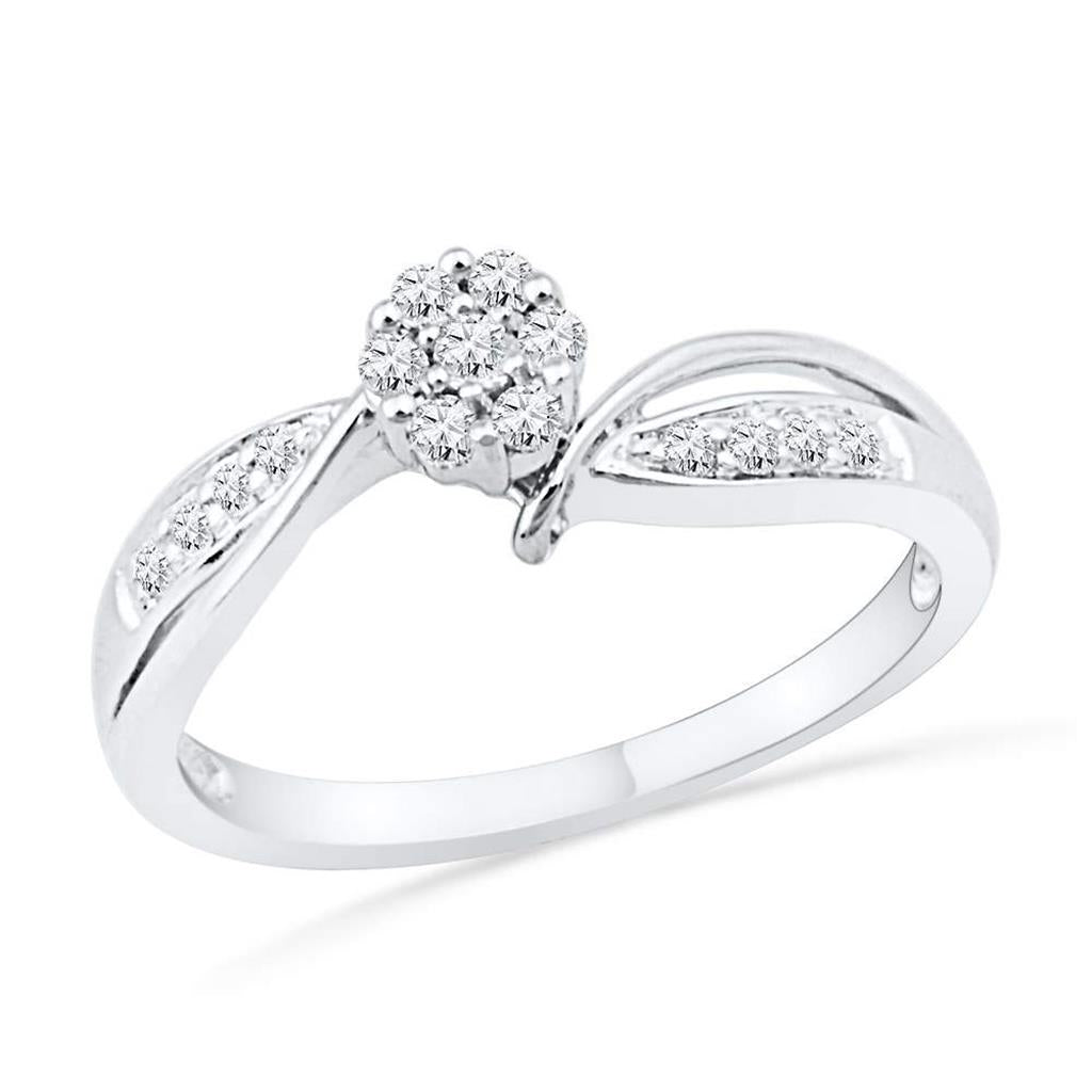 14k White Gold Diamond Bridal Engagement Ring 1/5 Cttw