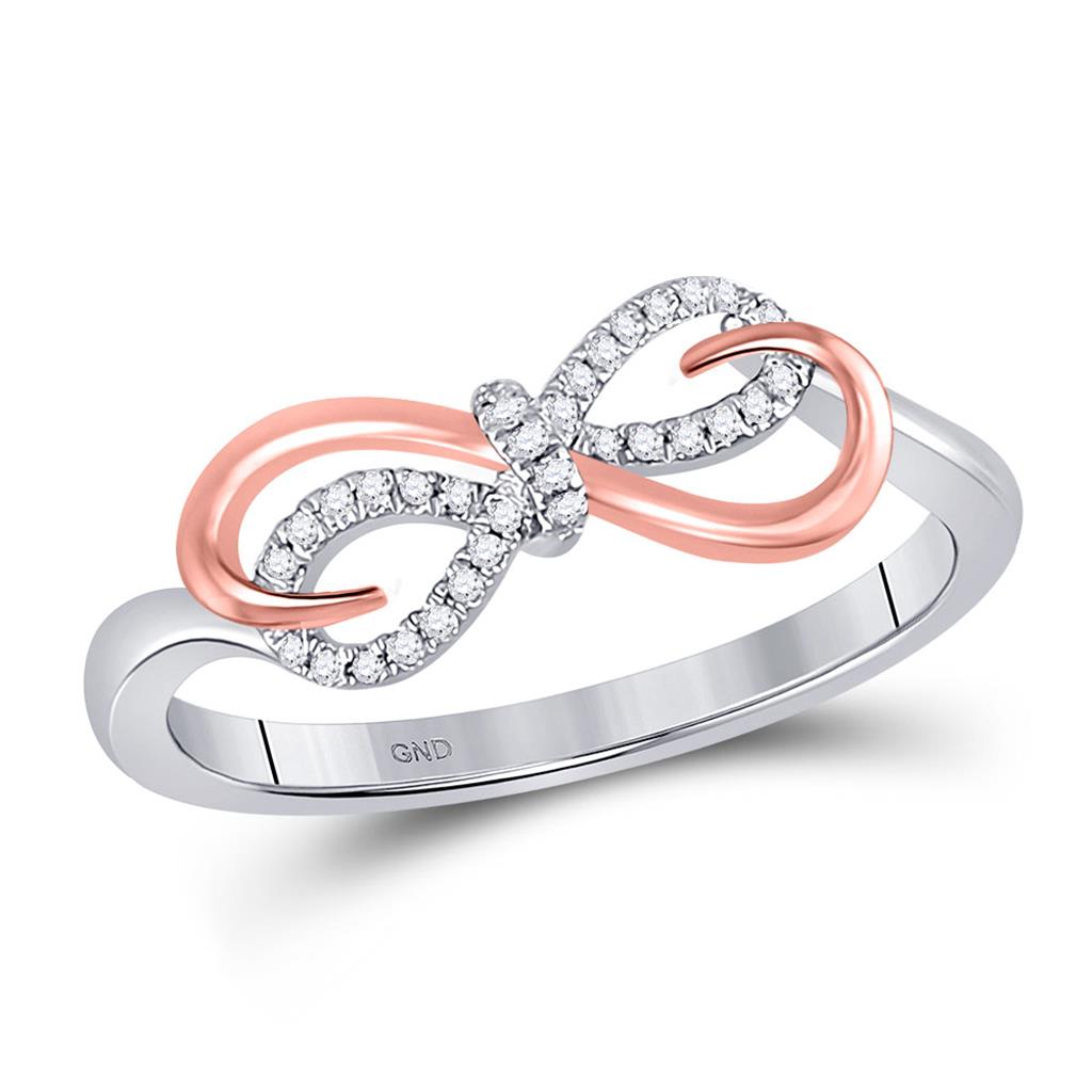 10k Two-tone Gold Round Diamond Infinity Ring 1/12 Cttw