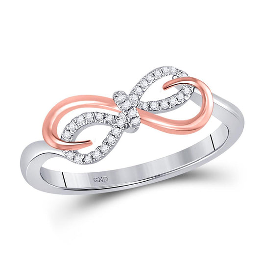 10k Two-tone Gold Round Diamond Infinity Ring 1/12 Cttw