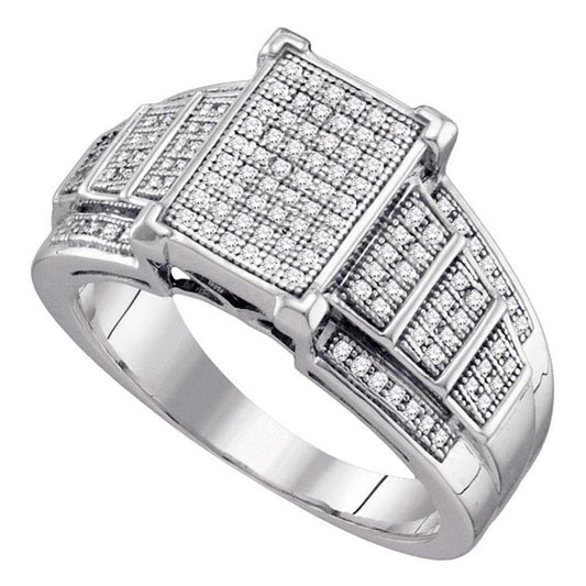 14k White Gold Round Diamond Cluster Bridal Engagement Ring 1/3 Cttw