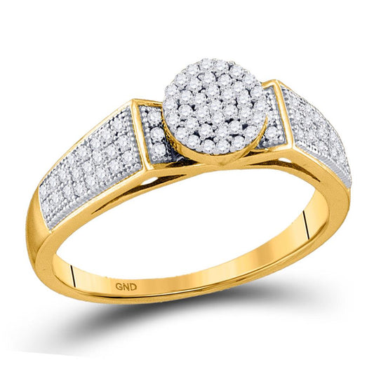 10k Yellow Gold Round Diamond Cradled Cluster Bridal Ring 1/4 Cttw