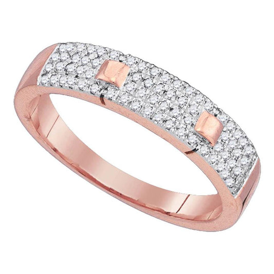 10k Rose Gold Round Diamond Pave Band Ring 1/4 Cttw