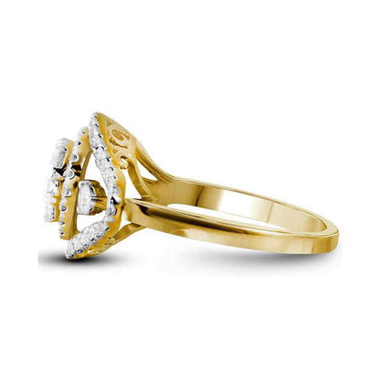 10k Yellow Gold Diamond Halo Bridal Engagement Ring 1-1/5 Cttw