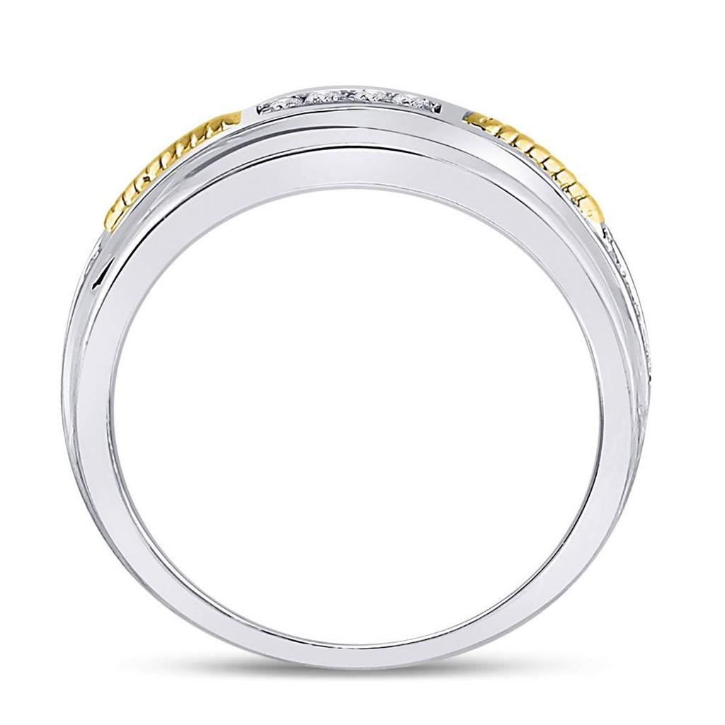 10k Two-tone Gold Round Diamond Wedding Band Ring 1/5 Cttw