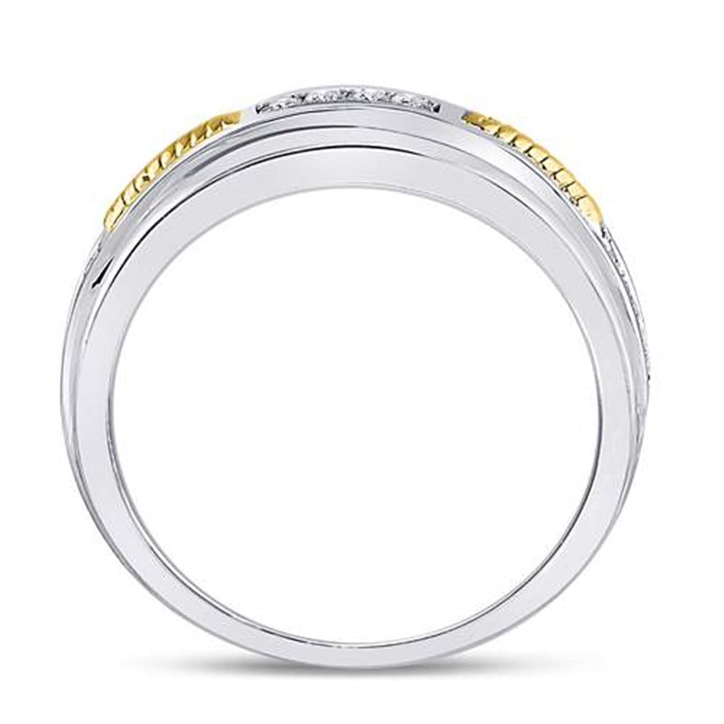 10k Two-tone Gold Round Diamond Wedding Band Ring 1/5 Cttw