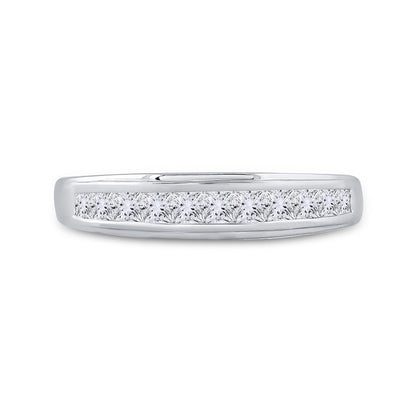 14k White Gold Princess Diamond Single Row Wedding Band Ring 3/4 Cttw