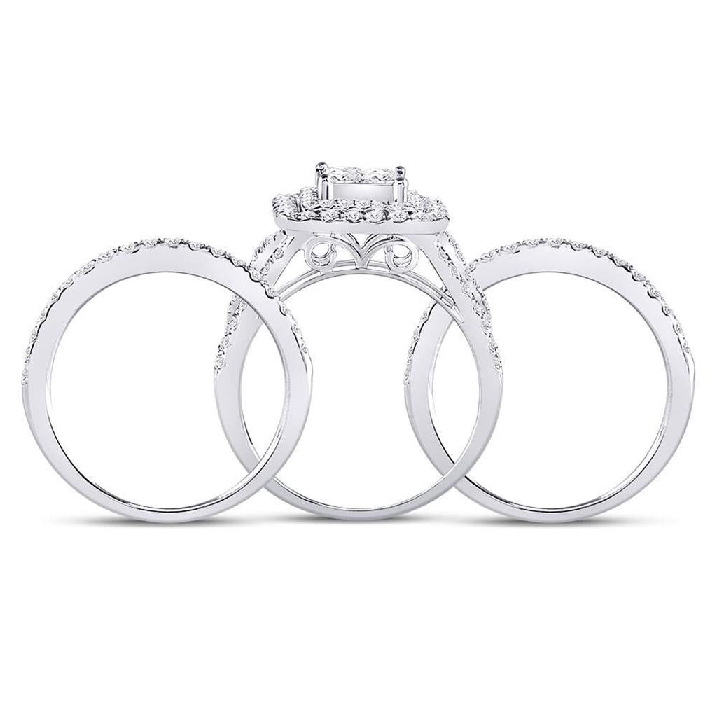 14k White Gold Princess Diamond Bridal Wedding Ring Set 2-1/2 Cttw
