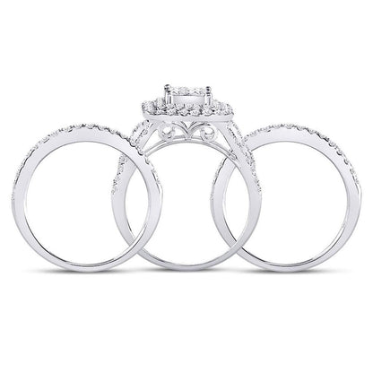 14k White Gold Princess Diamond Bridal Wedding Ring Set 2-1/2 Cttw