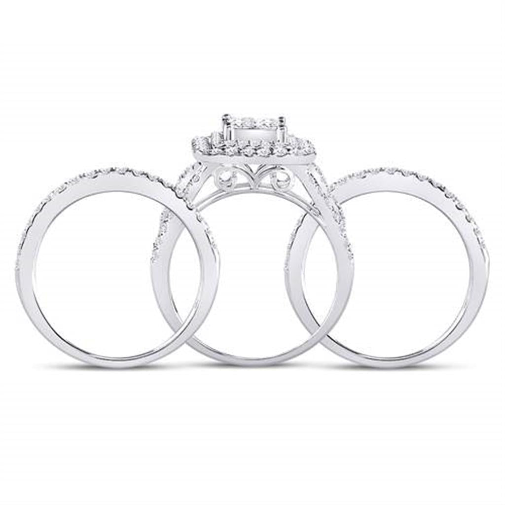 14k White Gold Princess Diamond Bridal Wedding Ring Set 2-1/2 Cttw