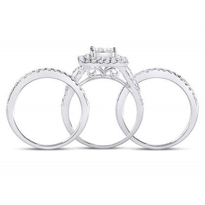 14k White Gold Princess Diamond Bridal Wedding Ring Set 2-1/2 Cttw